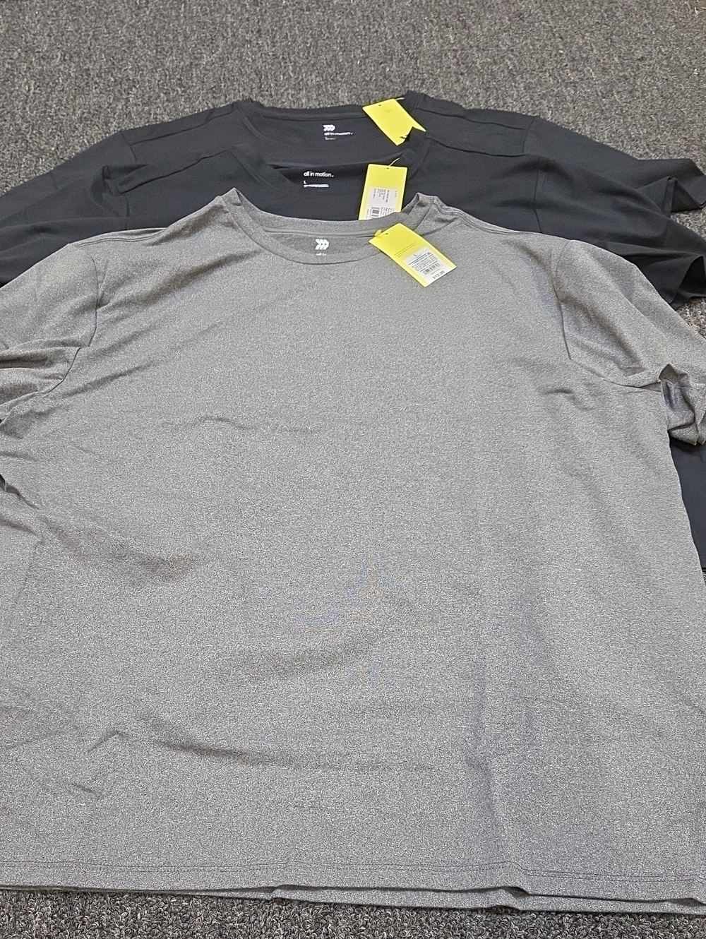 (#4C) 3 -- All in motion Men's Short Sleeve Crew Tee in 1 Gray and 2 Black